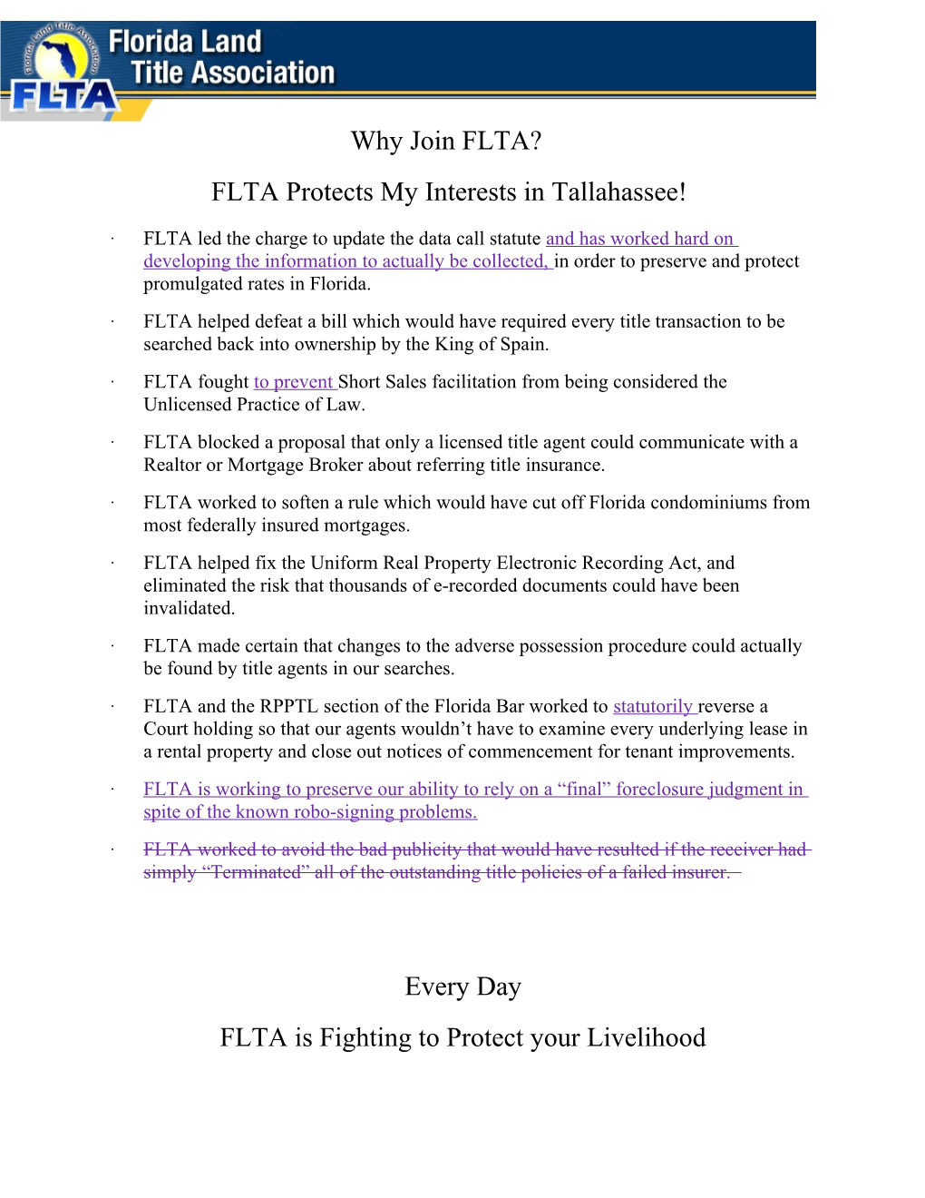 FLTA Protects My Interests in Tallahassee!