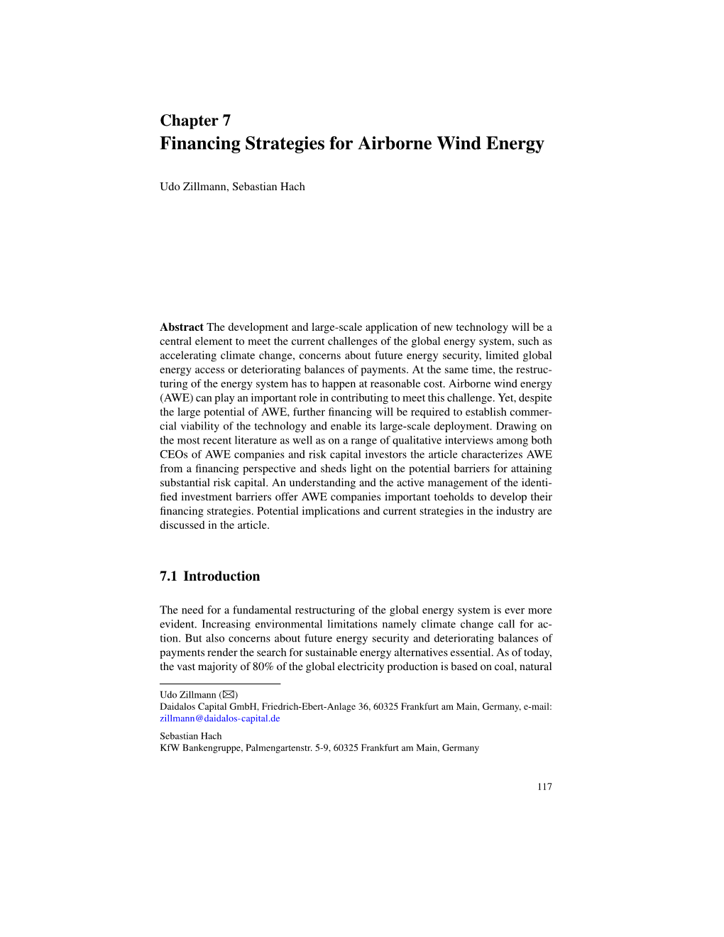 Financing Strategies for Airborne Wind Energy