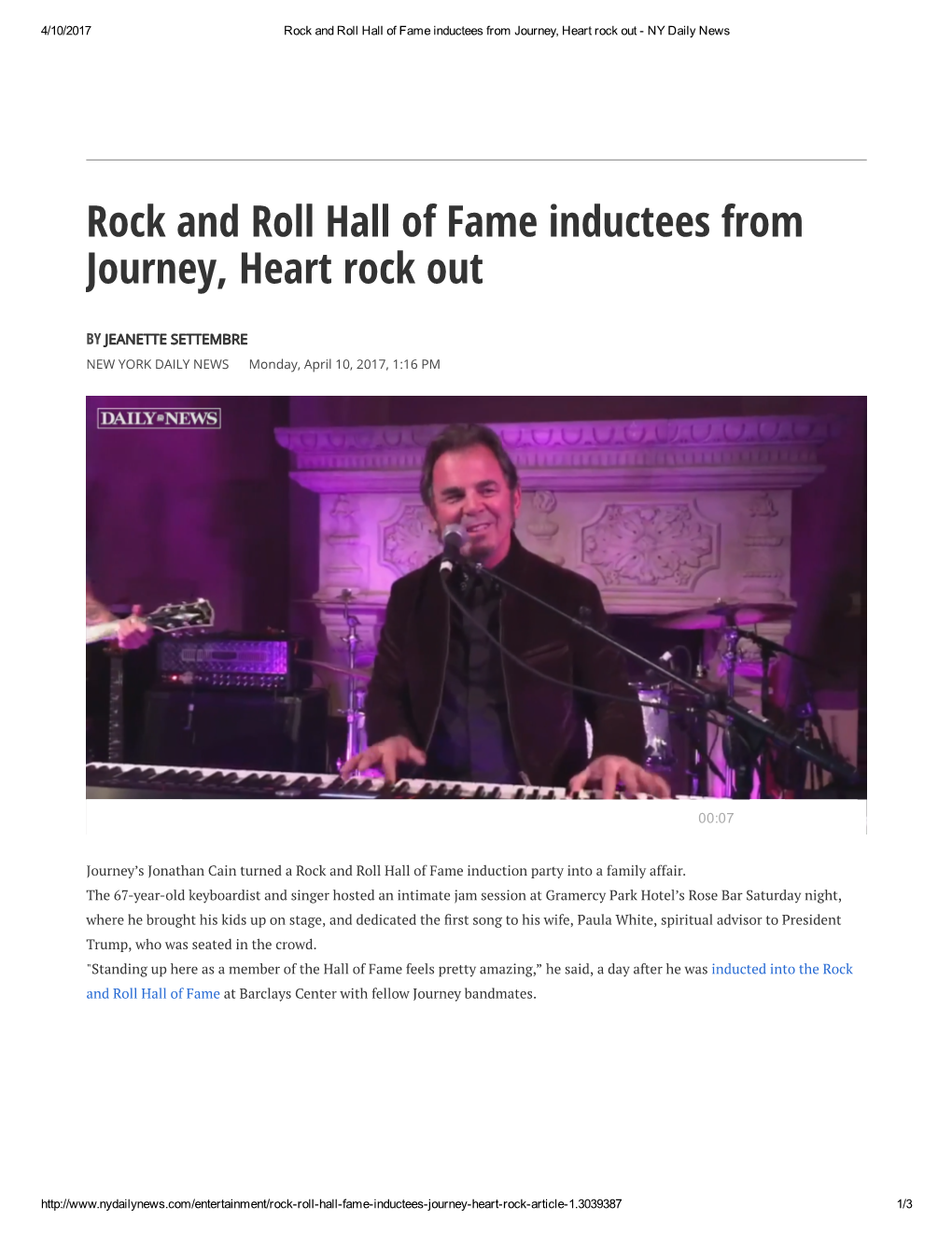 Rock and Roll Hall of Fame Inductees from Journey, Heart Rock out ­ NY Daily News