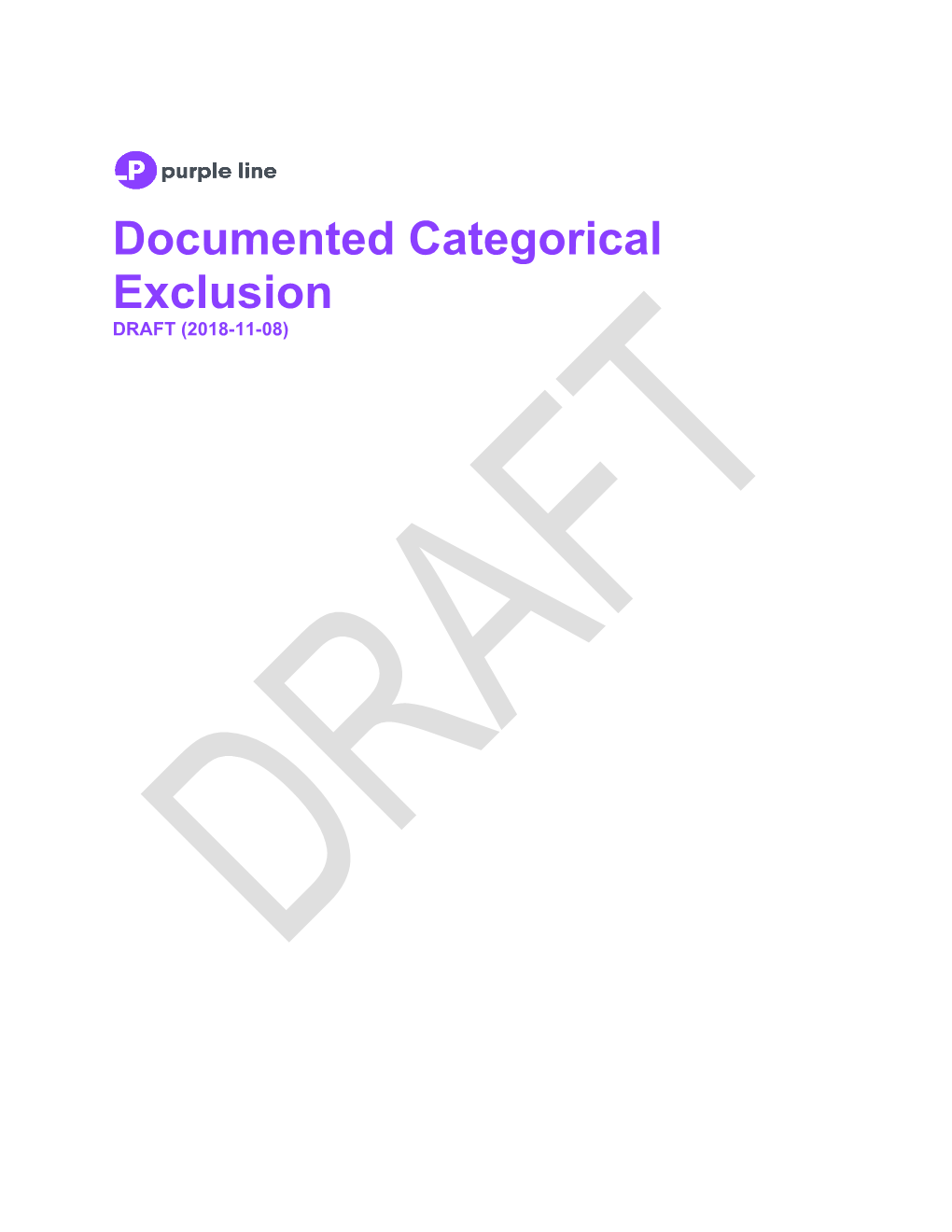 Documented Categorical Exclusion DRAFT (2018-11-08)