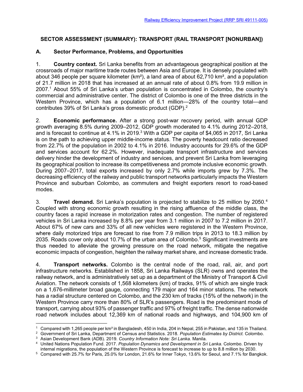 Railway Efficiency Improvement Project: Sector Assessment