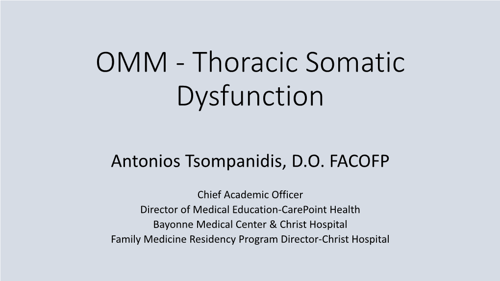 OMM - Thoracic Somatic Dysfunction