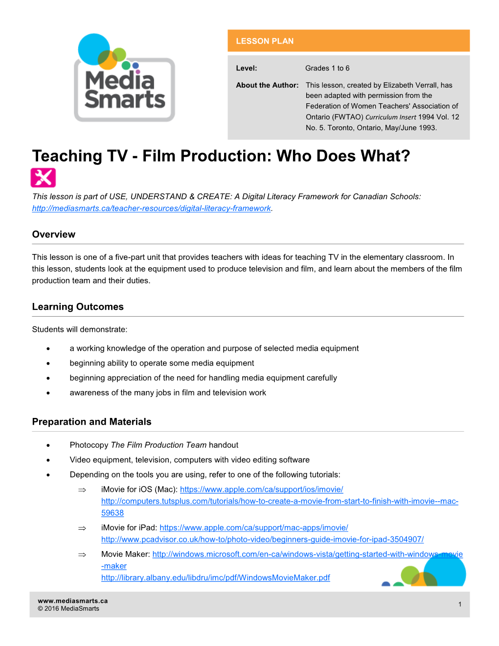 Teaching TV - Film Production: Who Does What?