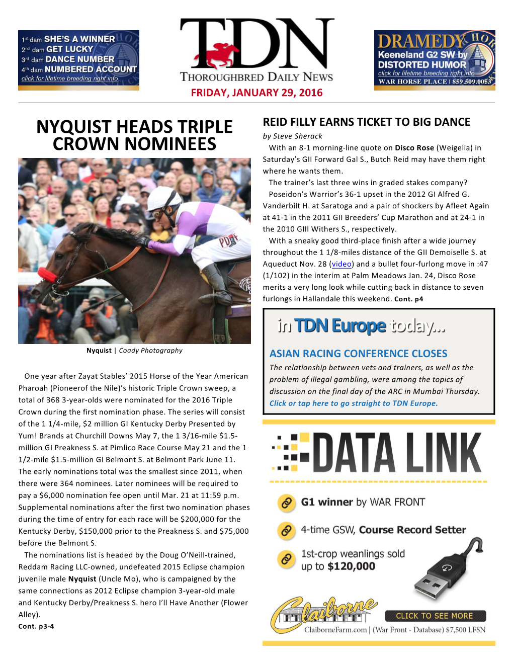 Nyquist Heads Triple Crown Nominees Cont