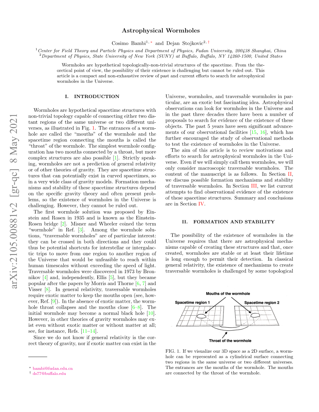 Arxiv:2105.00881V2 [Gr-Qc] 8 May 2021 Visser [8]