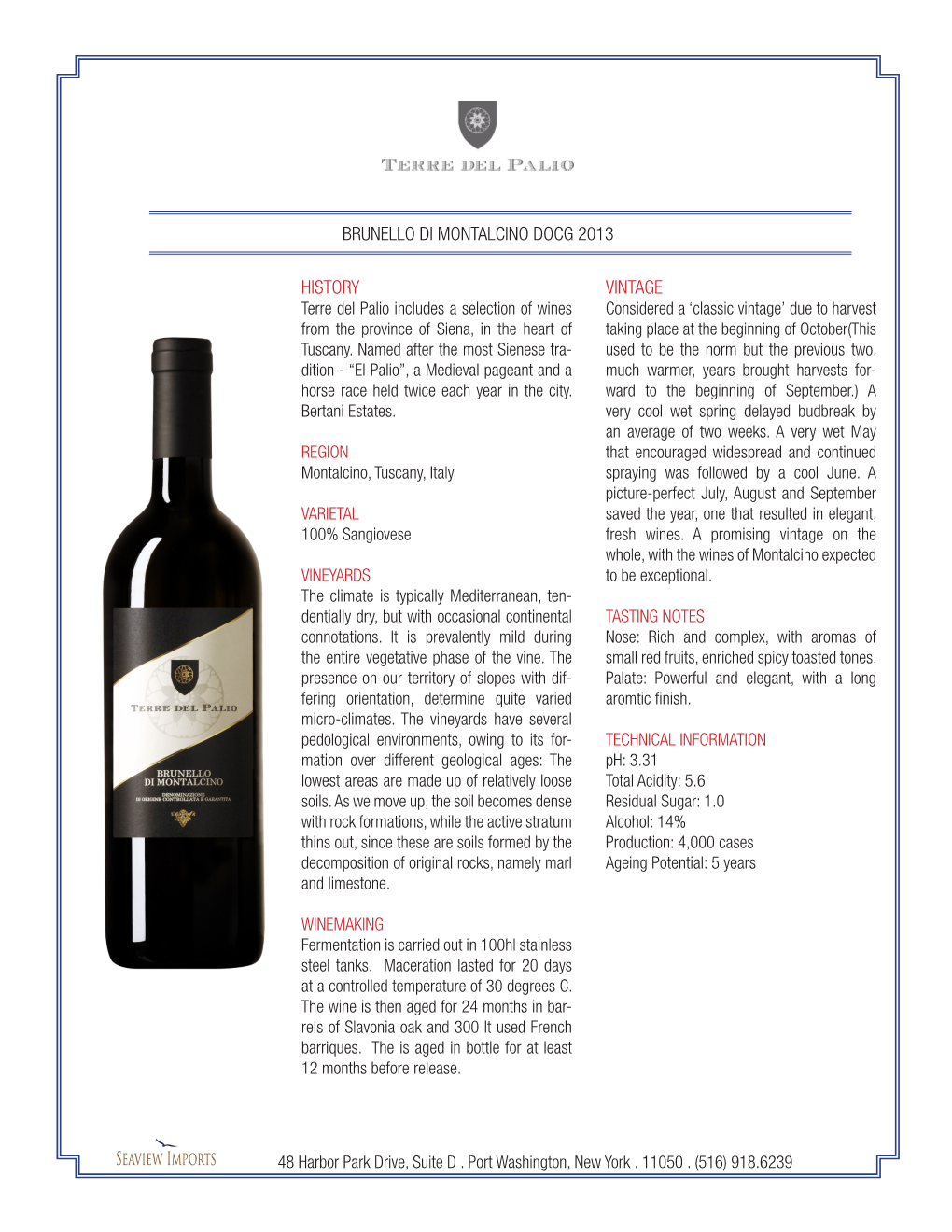 Terre Del Palio Brunello Di Montalcino DOCG 2013