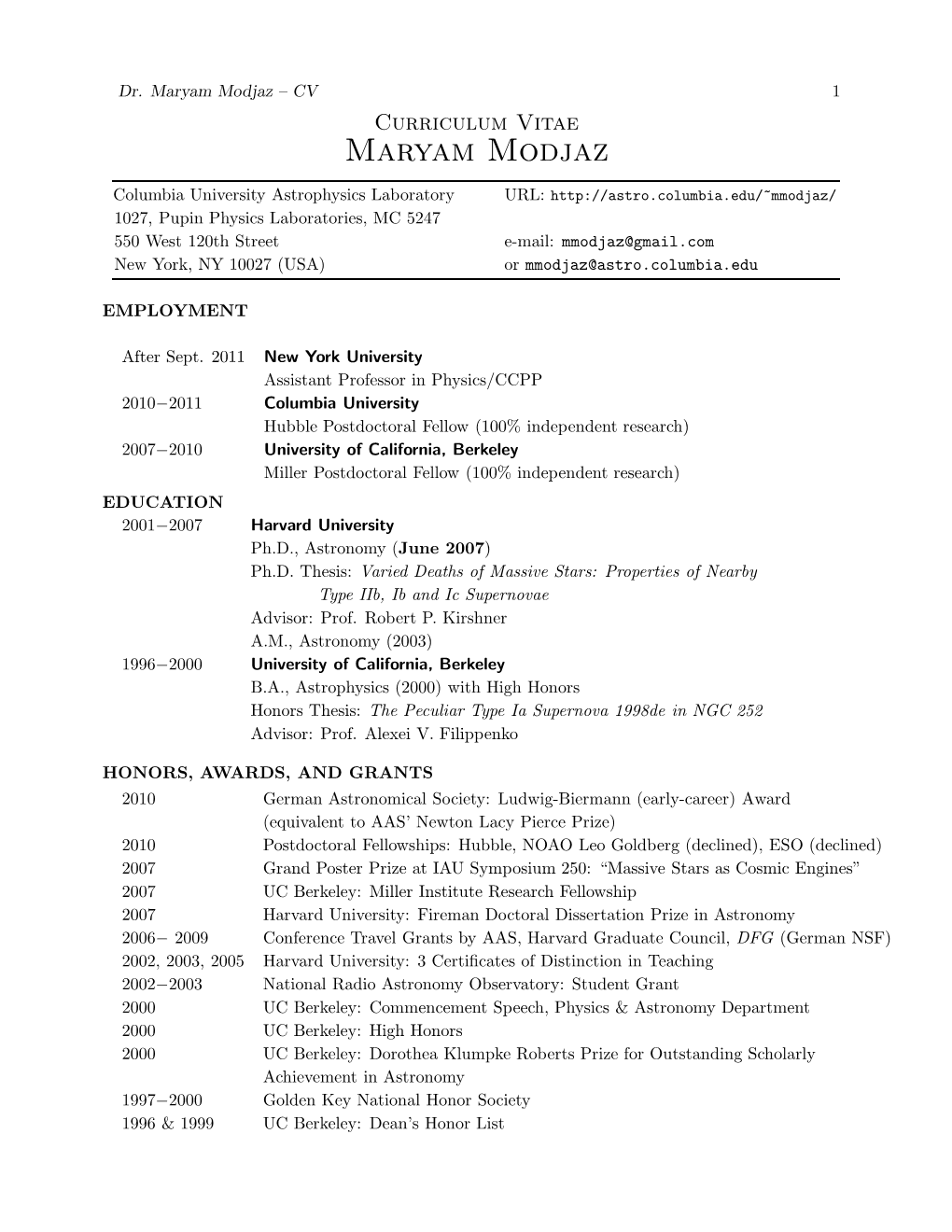 Maryam Modjaz – CV 1 Curriculum Vitae Maryam Modjaz