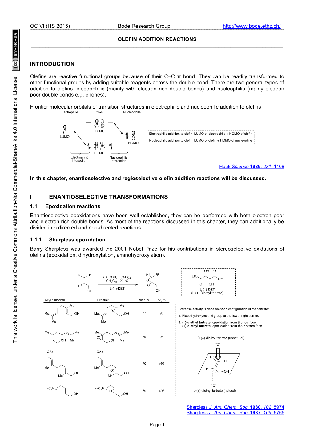 Introduction I Enantioselective Transformations