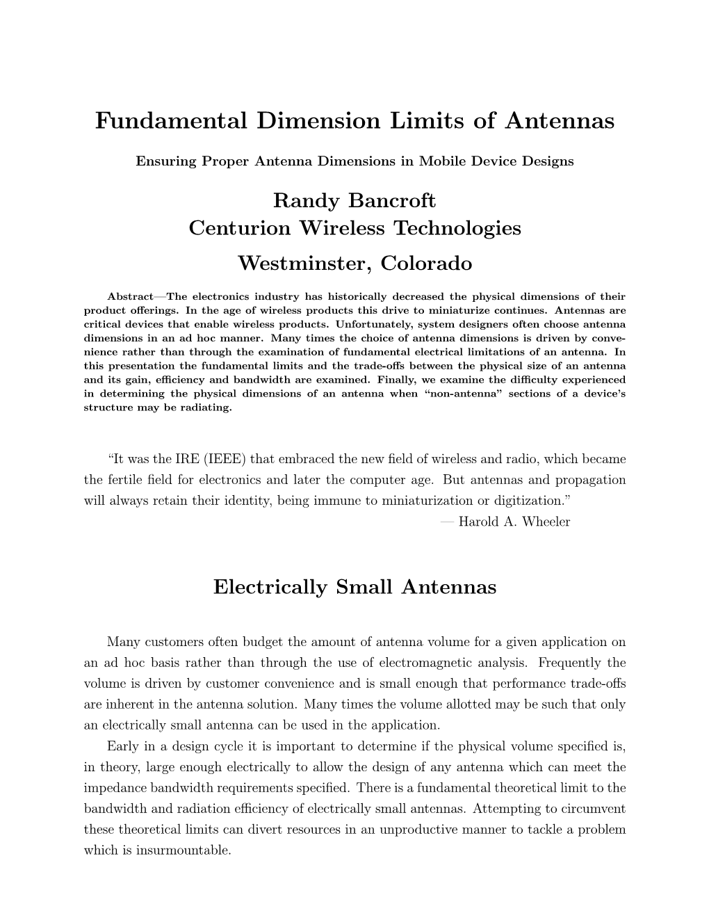 Fundamental Dimension Limits of Antennas