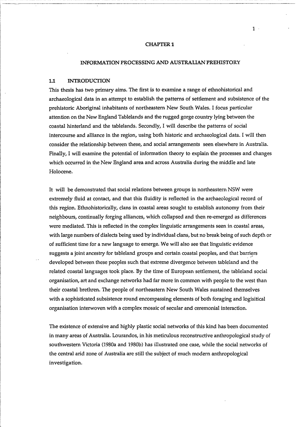 Chapter 1 Information Processing and Australian Prehistory 1.1 Introduction