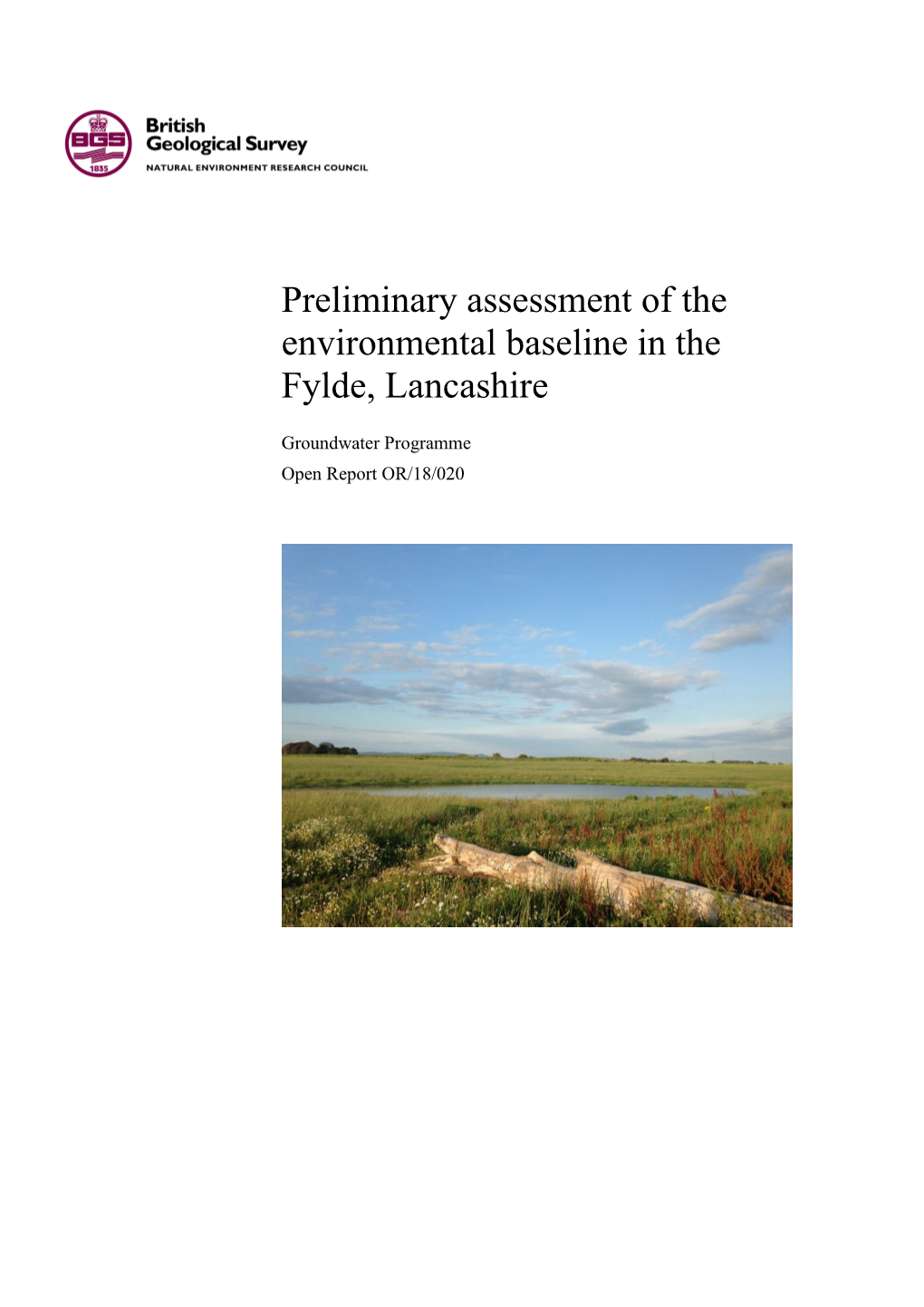 Environmental Baseline Monitoring Report: the Fylde, Lancashire
