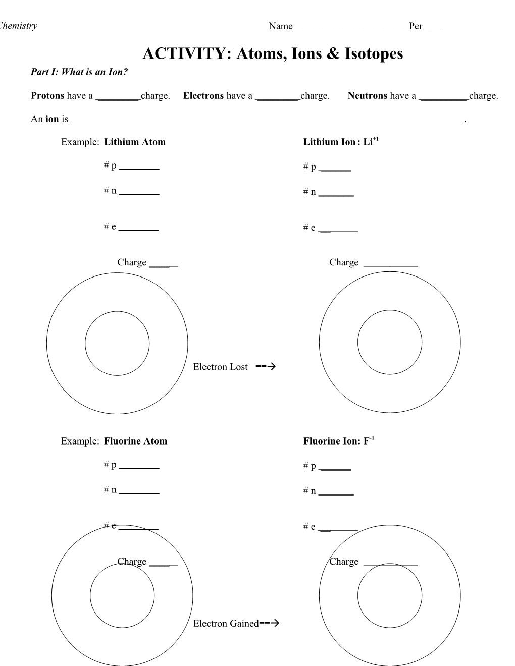 Ions and Isotopes Activity