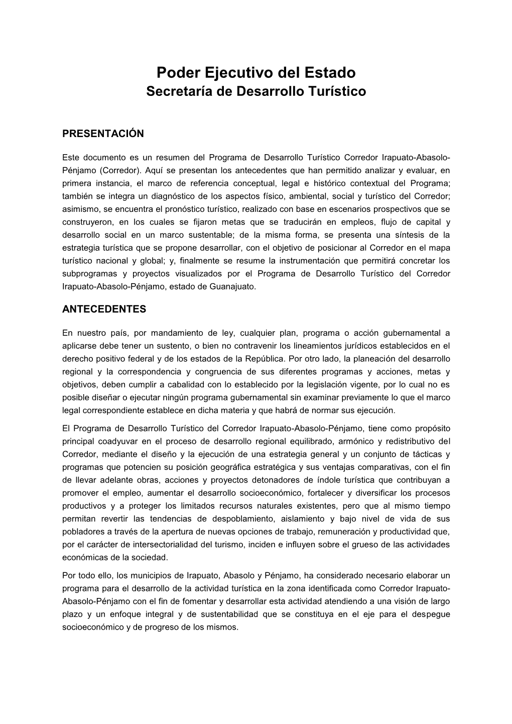 Poder Ejecutivo Del Estado Secretaría De Desarrollo Turístico