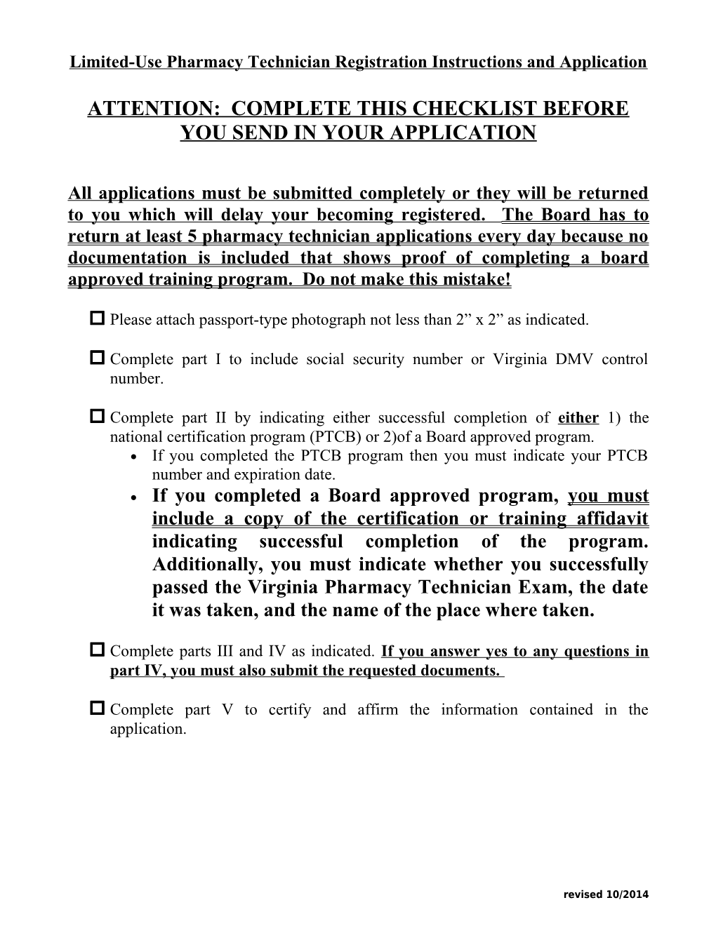 Pharmacy-Instructions And Application For Registration As A Pharmacy Technician