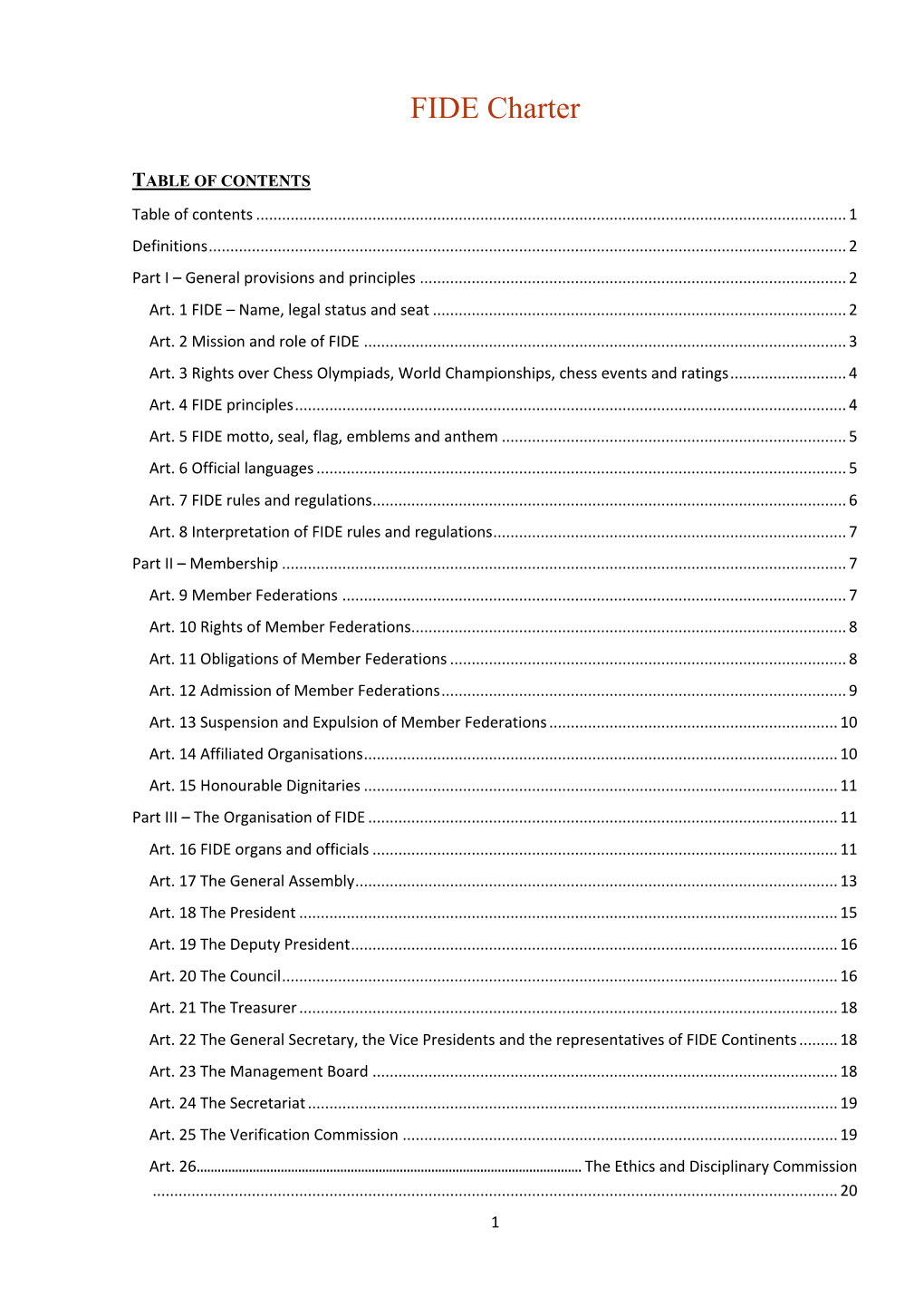 FIDE Charter