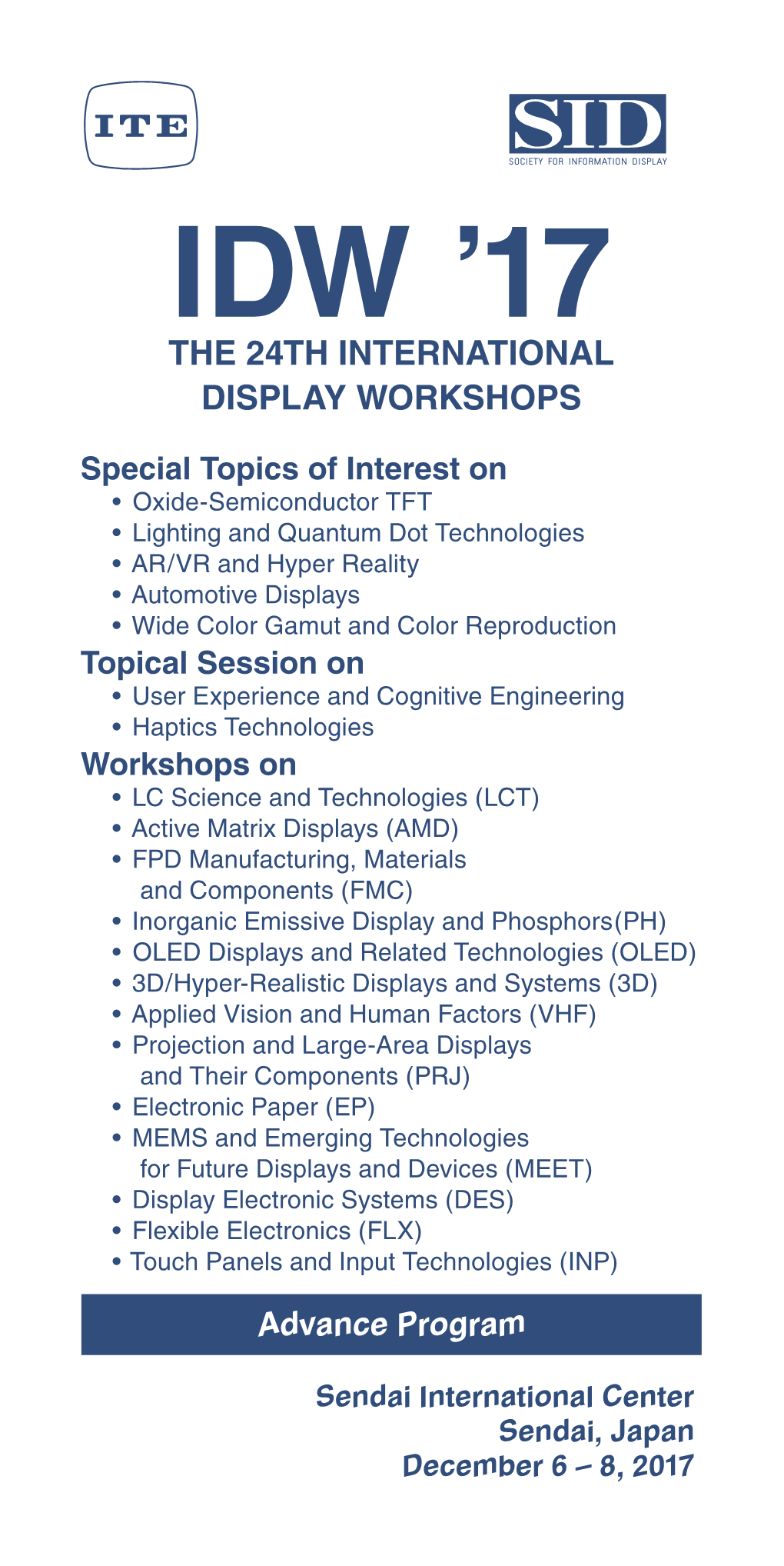 Idw ’17 the 24Th International Display Workshops