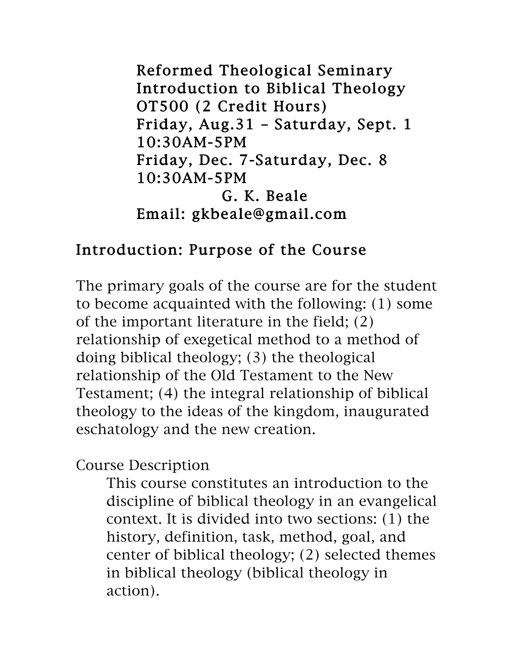 RTS Syllabus Biblical Theology Course, Fall2018