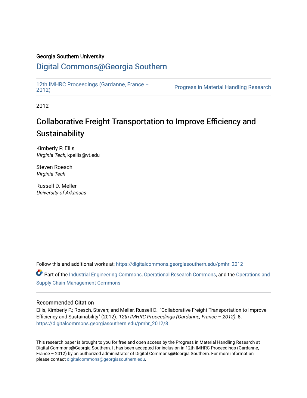 Collaborative Freight Transportation to Improve Efficiency and Sustainability