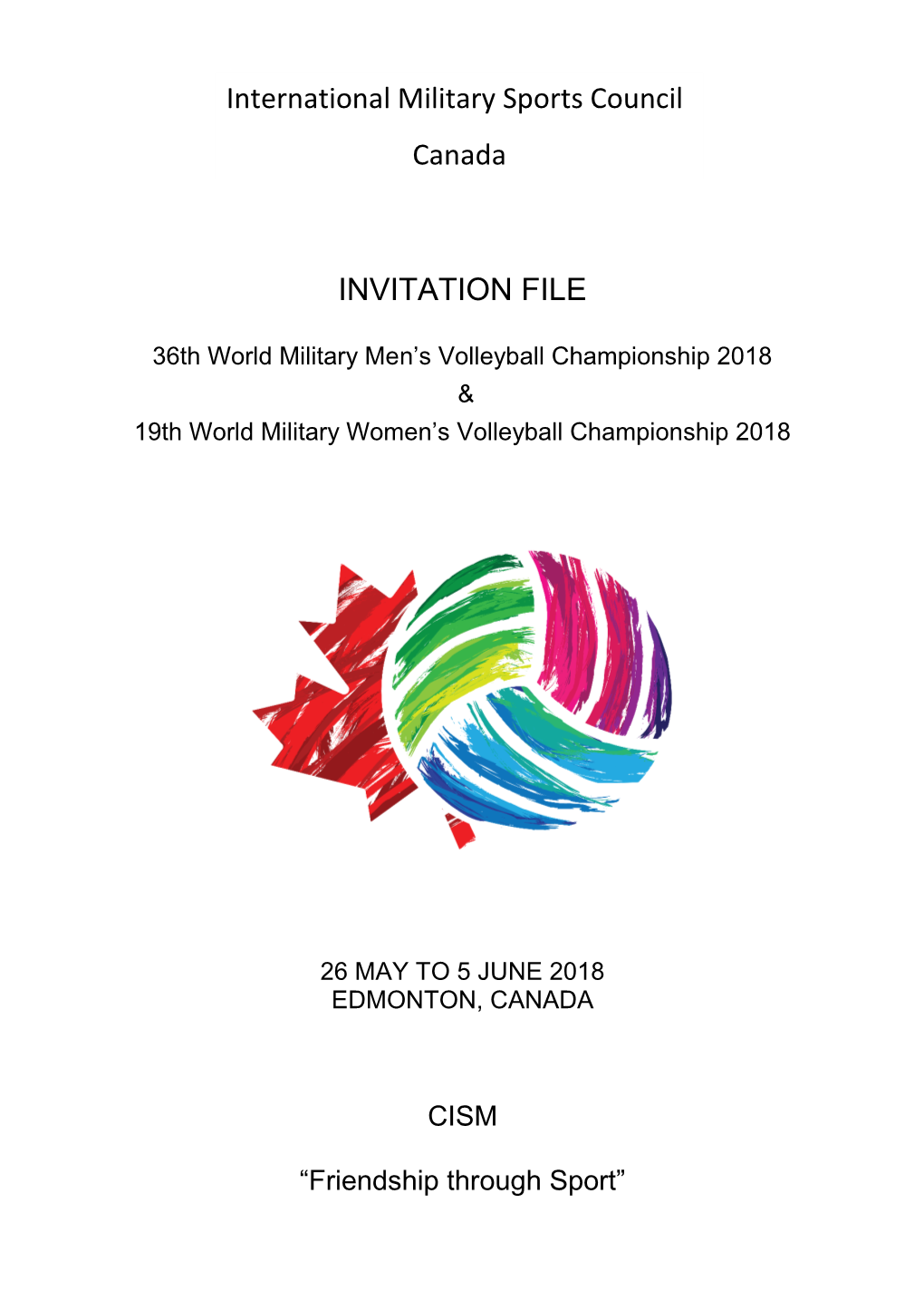 INVITATION FILE International Military Sports Council Canada