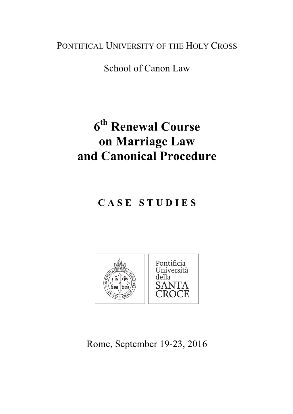 6 Renewal Course on Marriage Law and Canonical Procedure