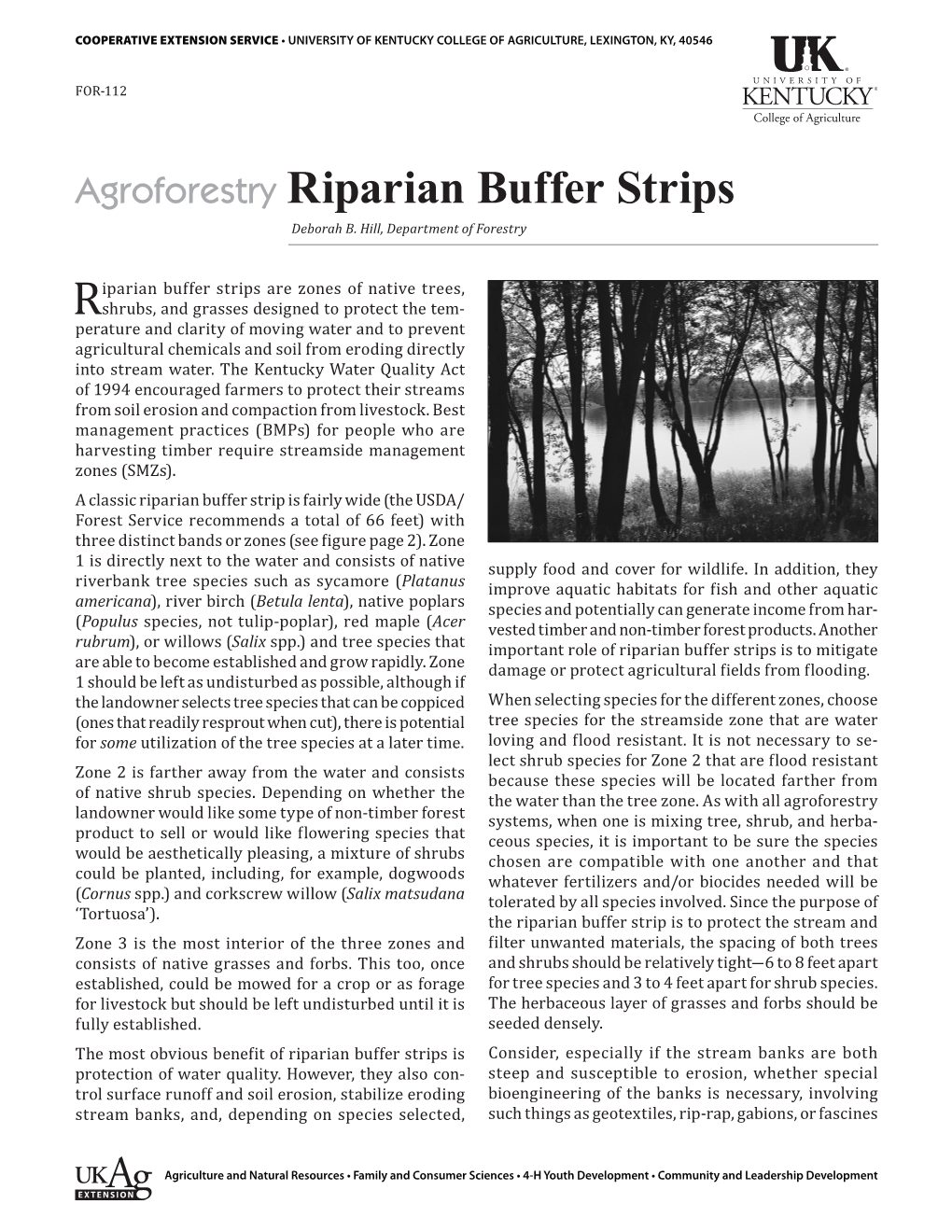 Riparian Buffer Strips Are Zones of Native Trees