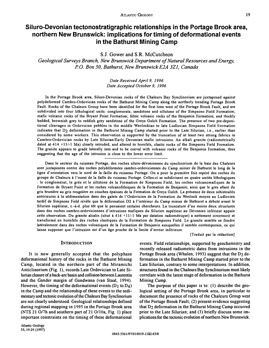 Siluro-Devonian Tectonostratigraphic Relationships in the Portage Brook