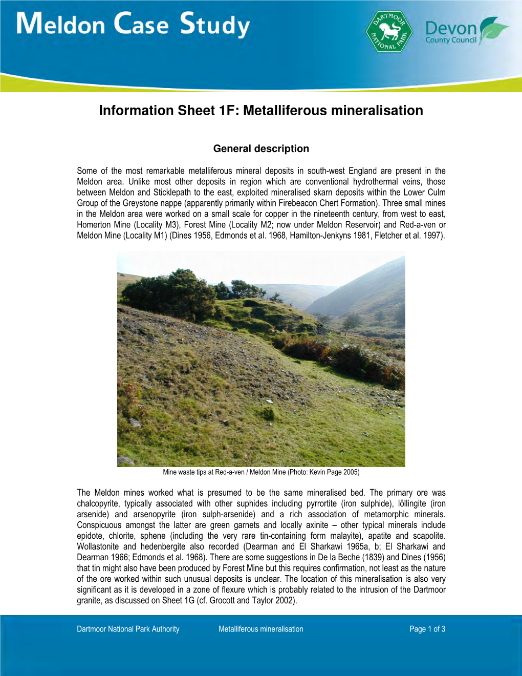 Information Sheet 1F: Metalliferous Mineralisation