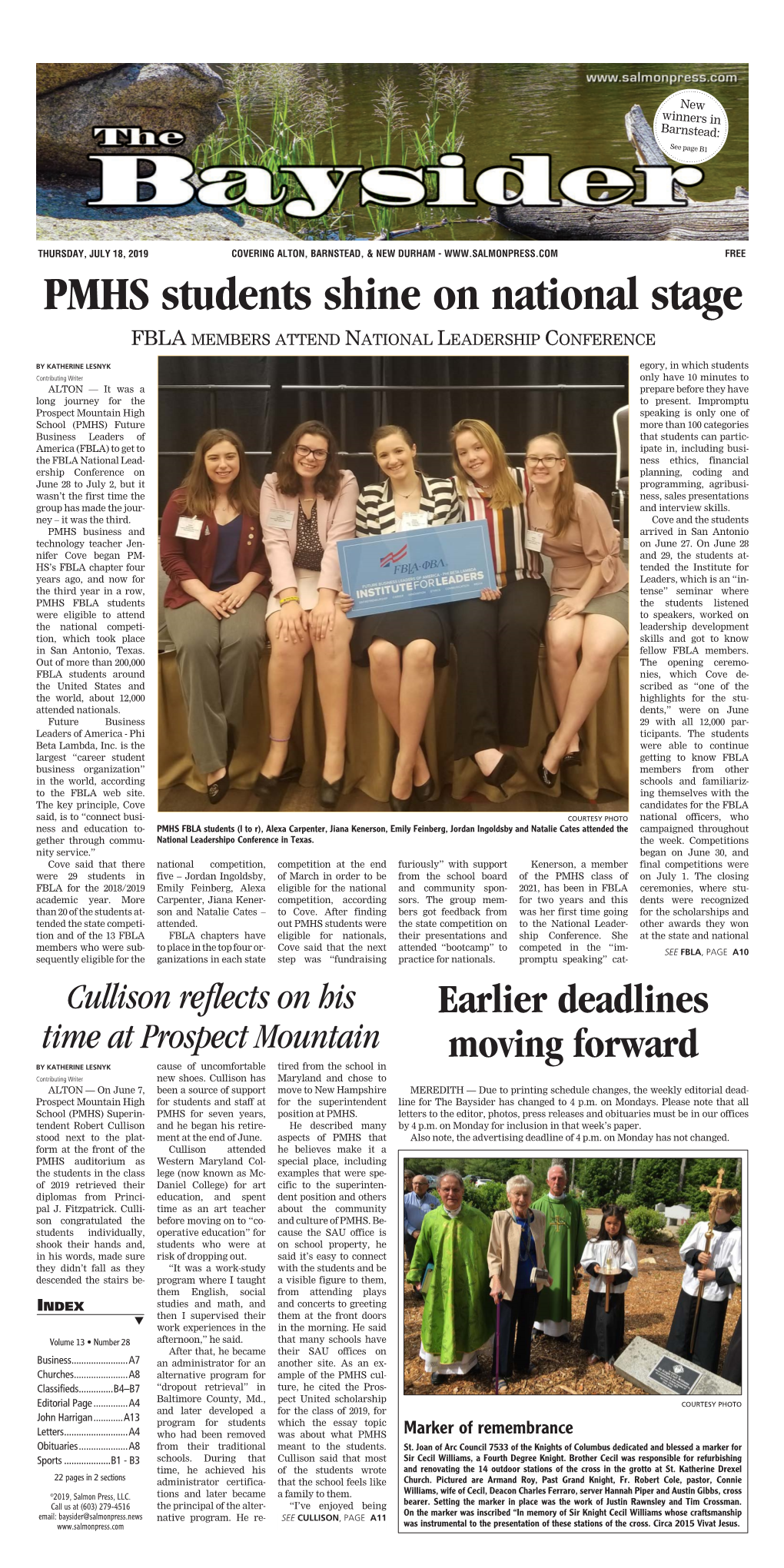 PMHS Students Shine on National Stage FBLA Mem Bers a Ttend Na Ltiona Le Adership Con Ference