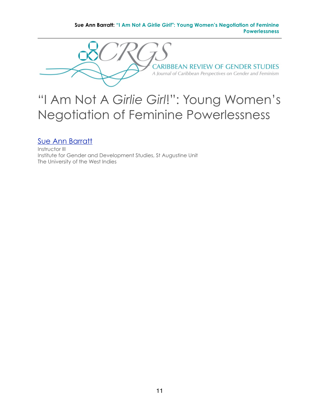 “I Am Not a Girlie Girl!”: Young Women's Negotiation of Feminine