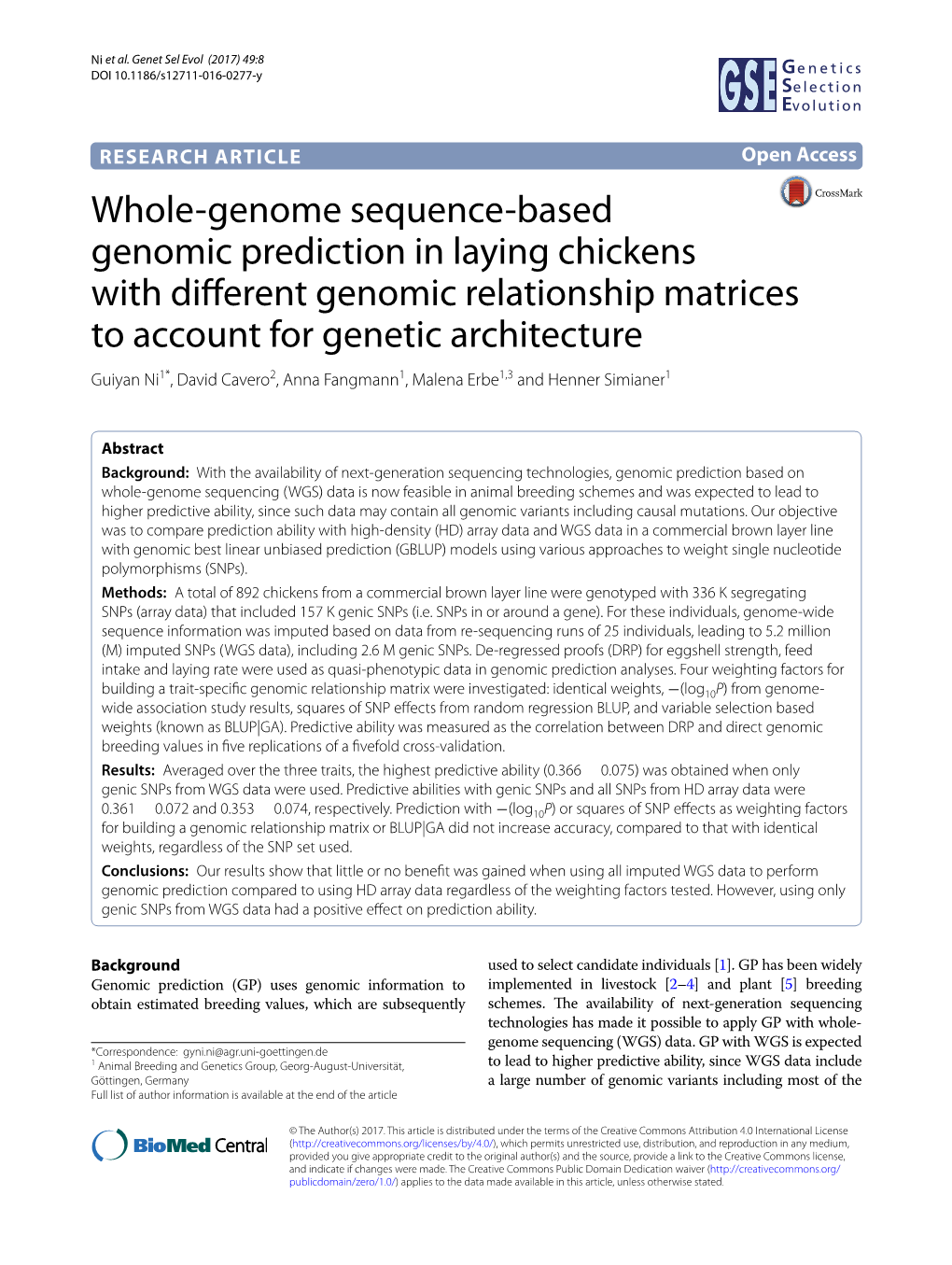 Whole-Genome Sequence-Based Genomic Prediction in Laying Chickens with Different Genomic Relationship Matrices to Account for Ge