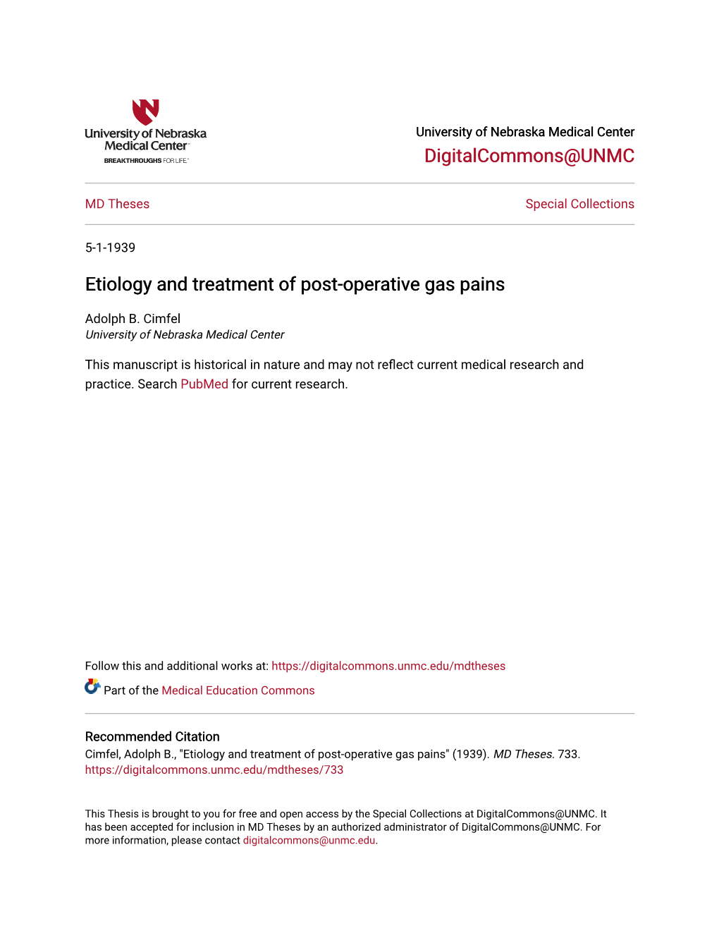 Etiology and Treatment of Post-Operative Gas Pains