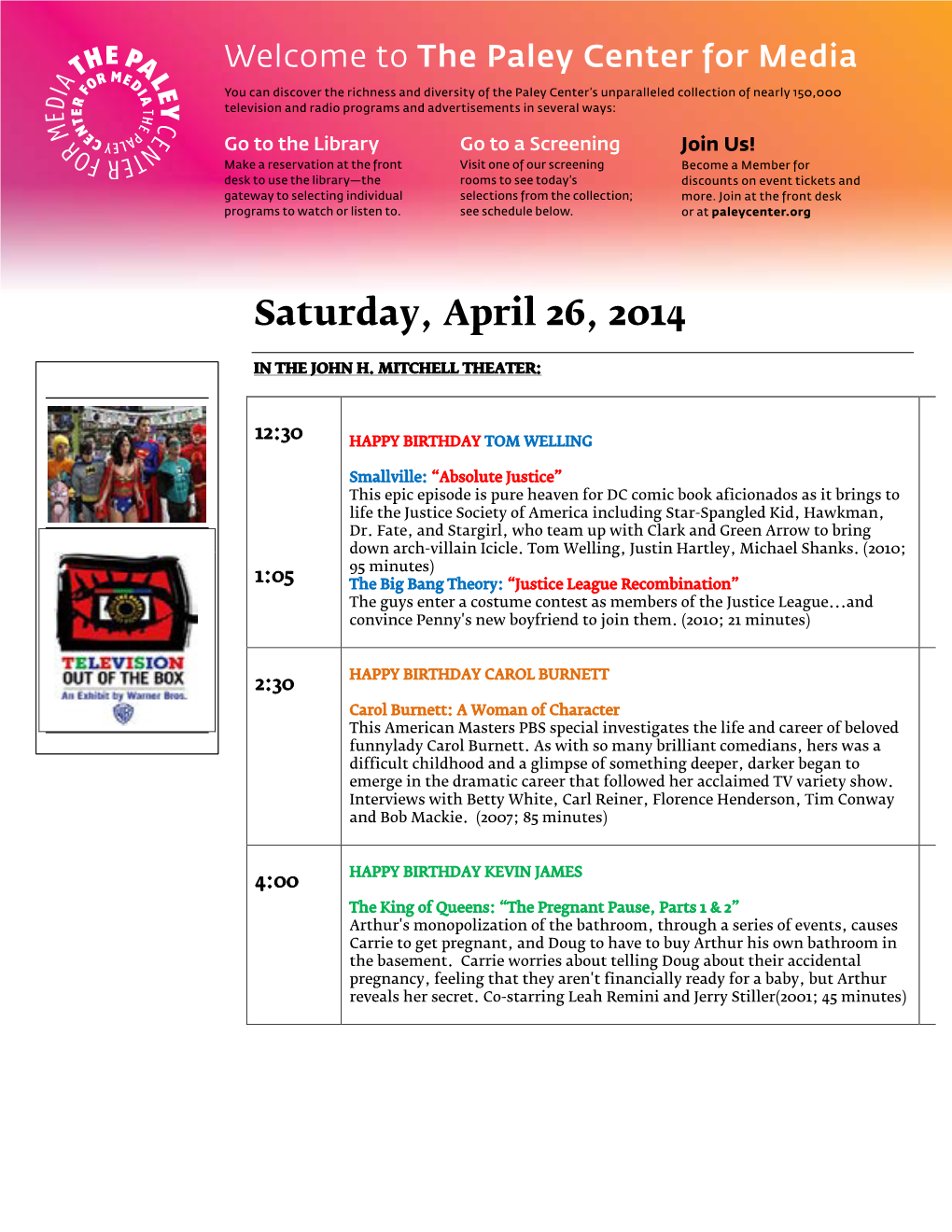 Saturday, April 26, 2014