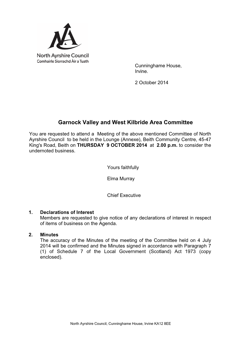 Garnock Valley and West Kilbride Area Committee