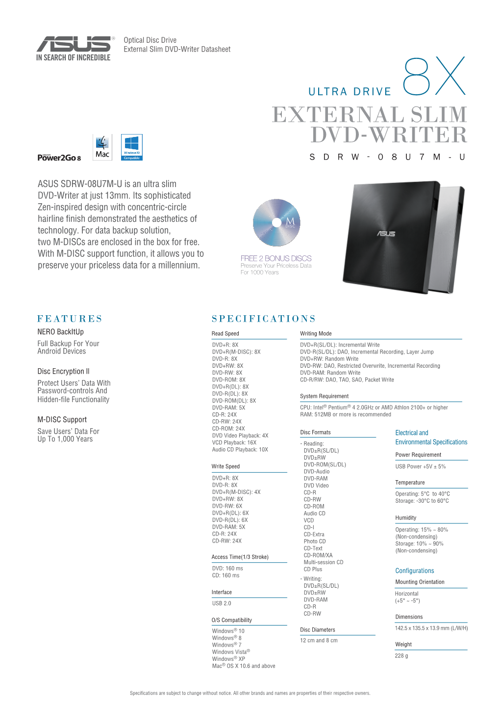 External Slim DVD-Writer Datasheet