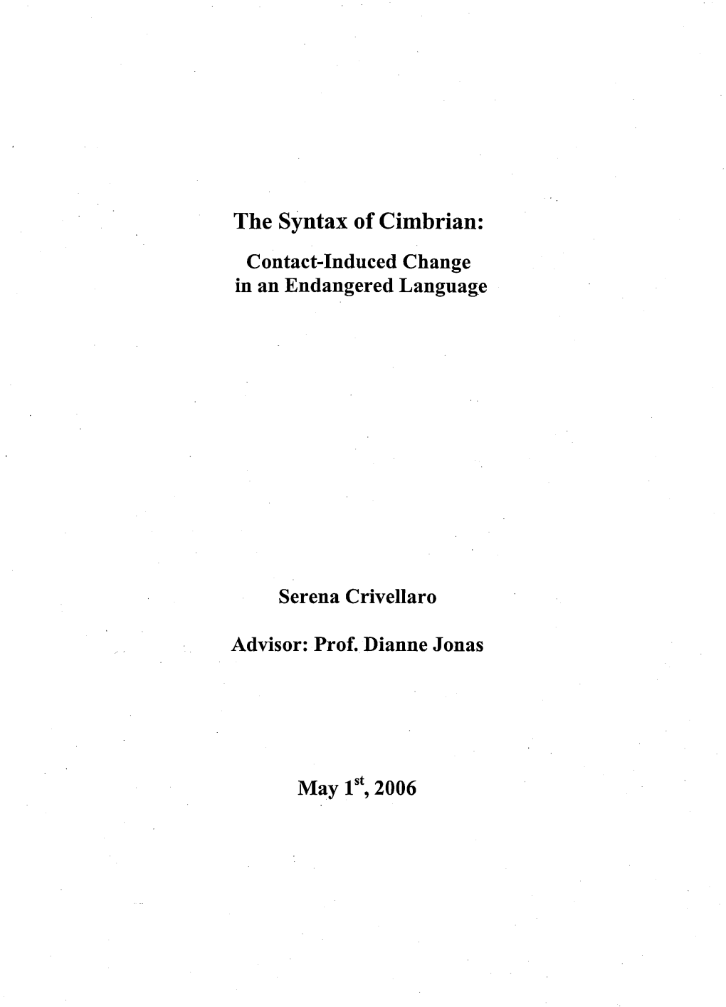 The Syntax of Cimbrian