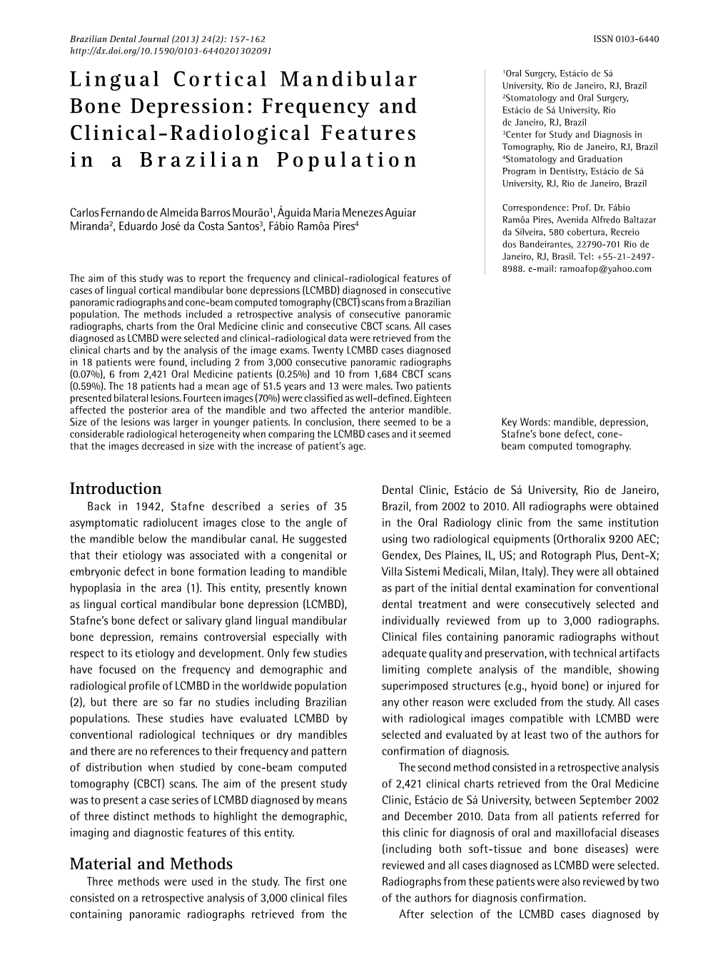 Lingual Cortical Mandibular Bone Depression: Frequency and Clinical-Radiological Features in a Brazilian Population