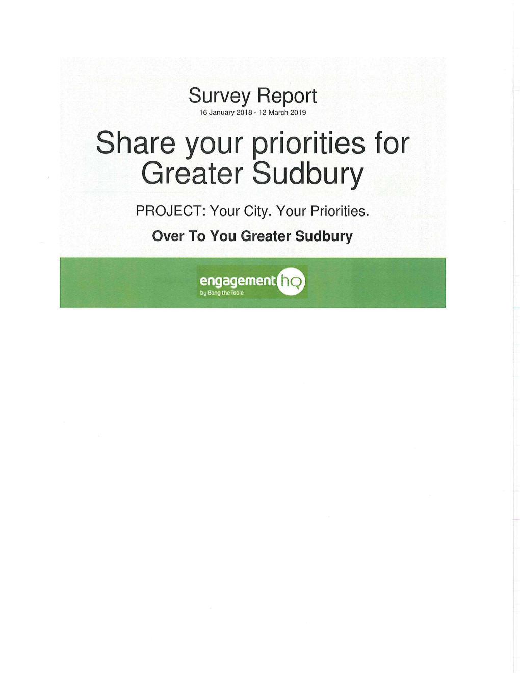 Share Your Priorities for Greater Sudbury