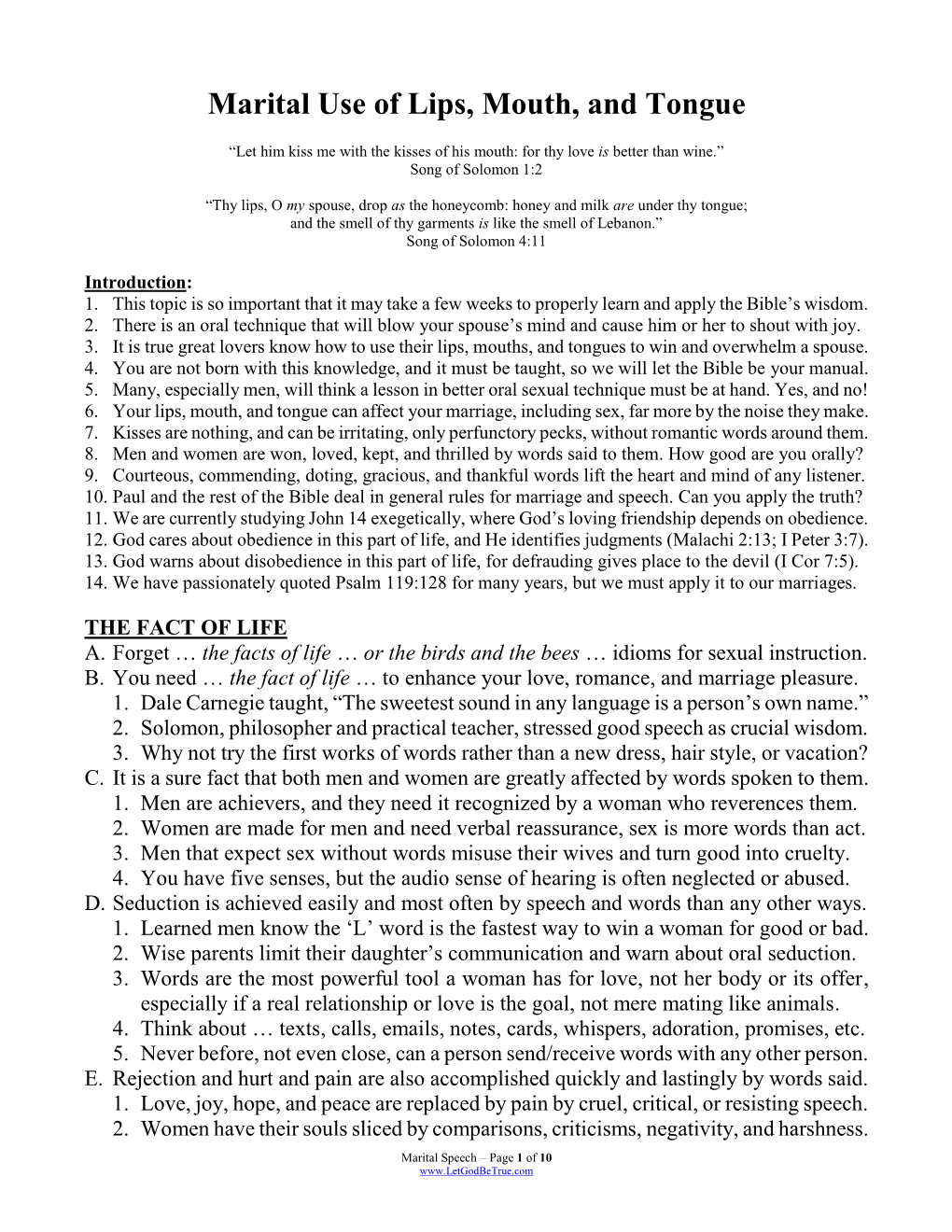 Marital Use of Lips, Mouth, and Tongue