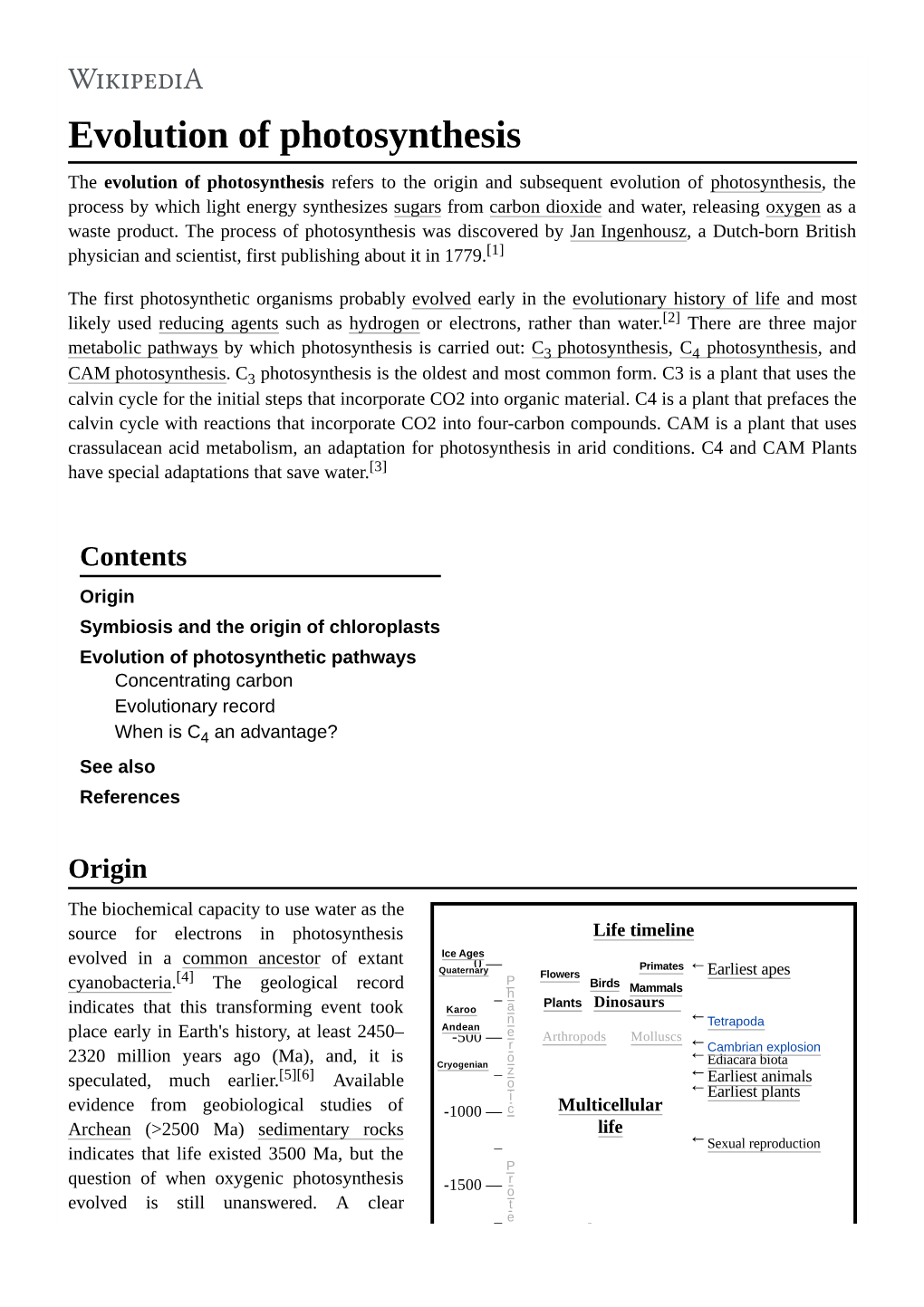 Evolution of Photosynthesis