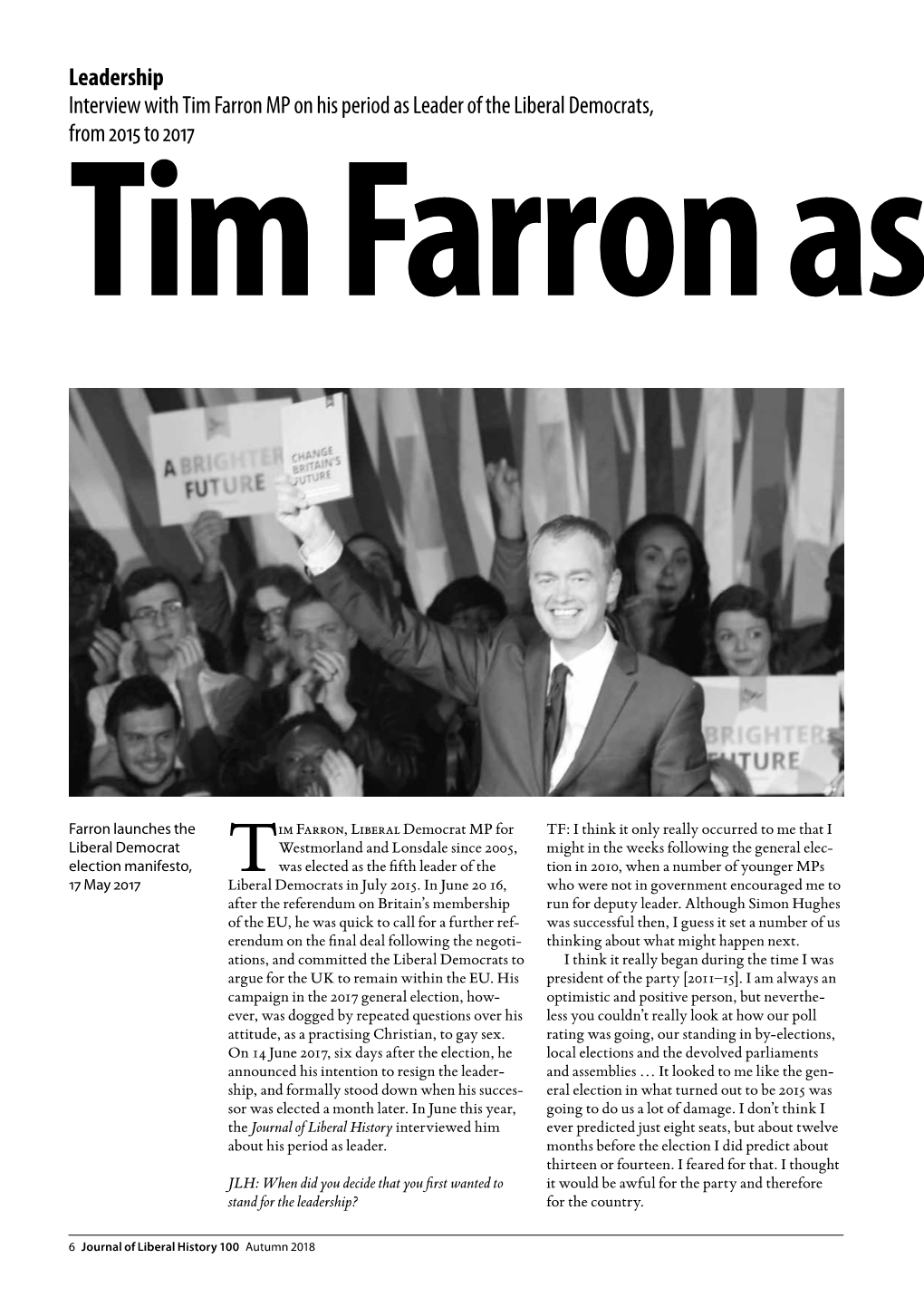 100 Interview Tim Farron As Party Leader