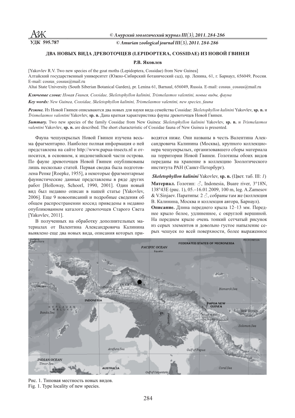 Амурский Зоологический Журнал III(3), 2011. 284-286 УДК 595.787 © Amurian Zoological Journal III(3), 2011