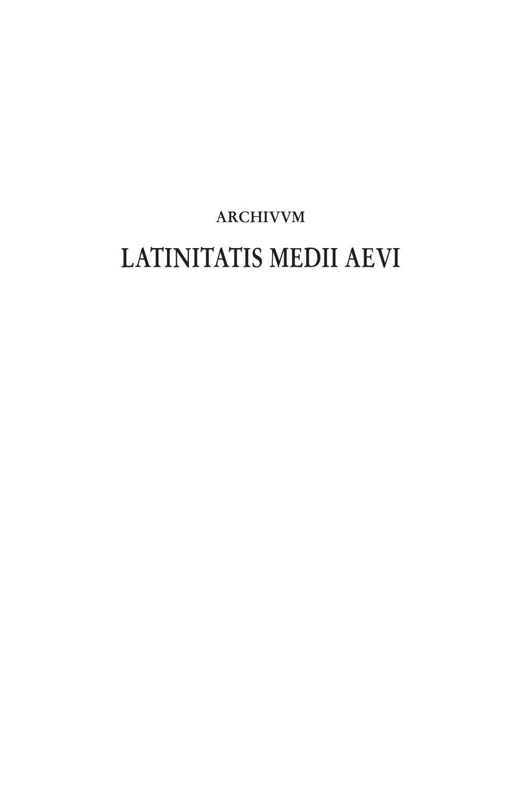 Latinitatis Medii Aevi Comité De Rédaction