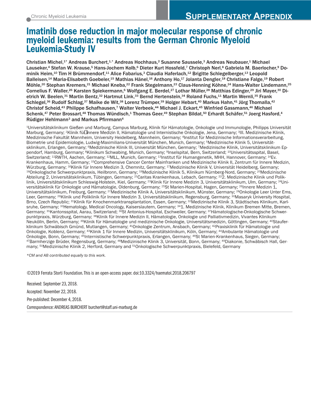 Imatinib Dose Reduction in Major Molecular Response of Chronic Myeloid Leukemia: Results from the German Chronic Myeloid Leukemia-Study IV