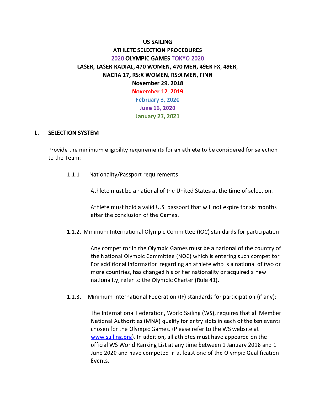 Us Sailing Athlete Selection Procedures 2020 Olympic