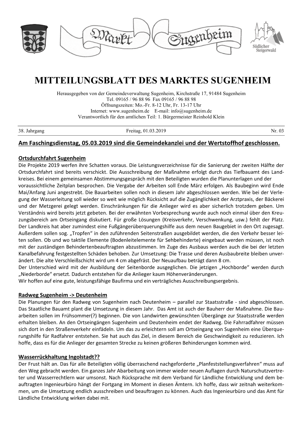 Mitteilungsblatt Nr. 03/2019