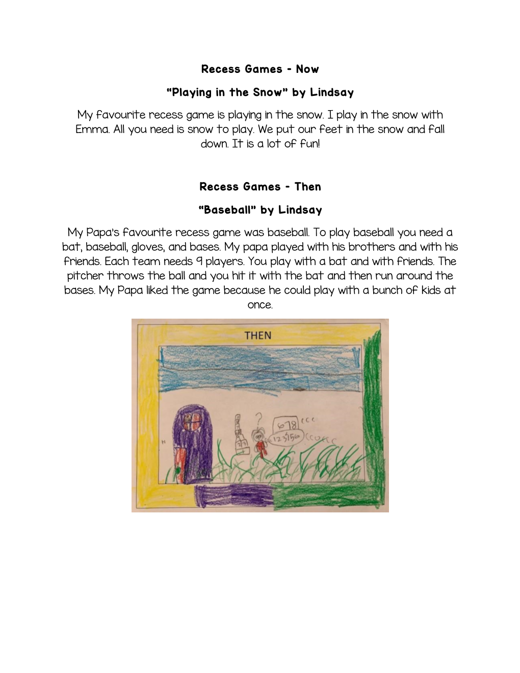 Recess Games – Now “Playing in the Snow” by Lindsay My Favourite