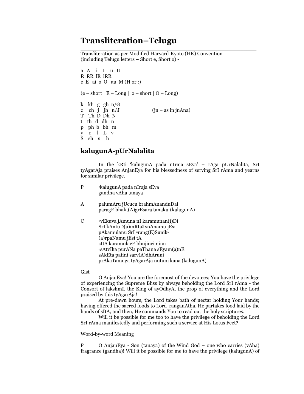 Transliteration–Telugu