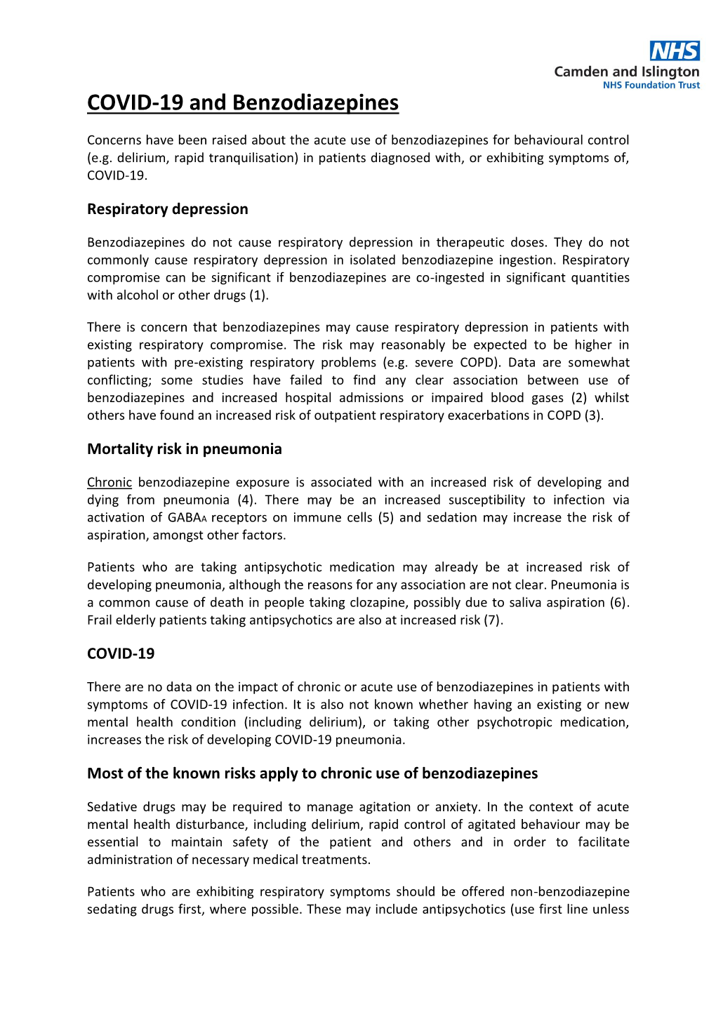 COVID-19 and Benzodiazepines