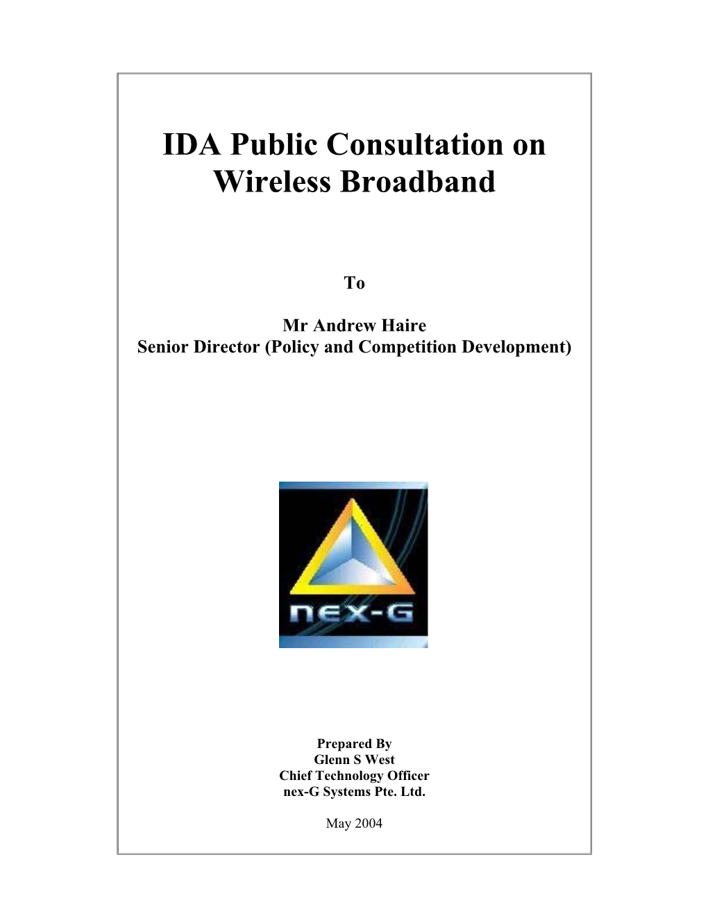 IDA Public Consultation on Wireless Broadband