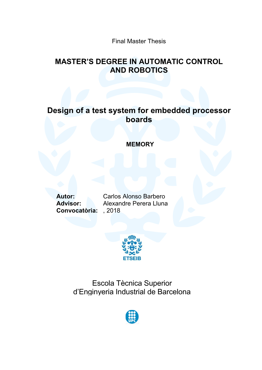 Design of a Test System for Embedded Processor Boards